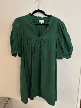 Sugarlips Dark Green Ruffle Neck Blouse